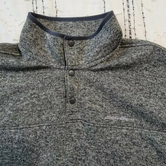 Eddie Bauer Sweater Mens XXL Charcoal Gray Radiator Fleece Pullover 1/4 … - Picture 3 of 11